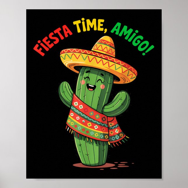 Poster Engraçado Cactus Cinco De Mayo Meninos Miúdos Mexi (Frente)