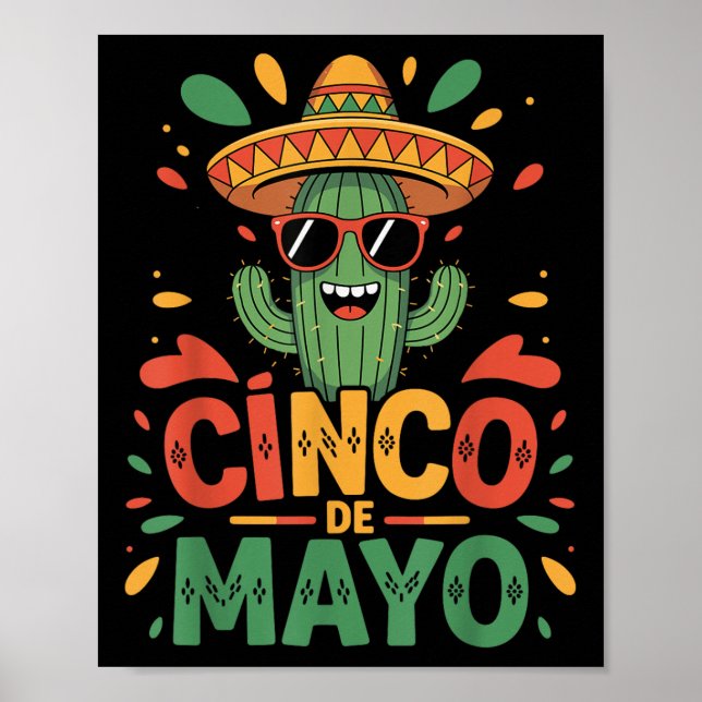 Poster Engraçado Cactus E Sombrero Cinco De Mayo Cactus S (Frente)