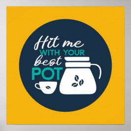 Poster Engraçado Café Pun Tipografia Arte Cor Retroativa