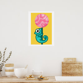 Poster Engraçado Camaleão - Bela Sala de Reprodução Anima