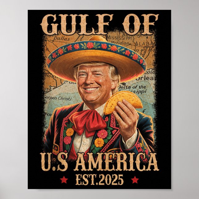 Poster Engraçado Camisa Americas Golfo Pérsico 2025 Trump (Frente)