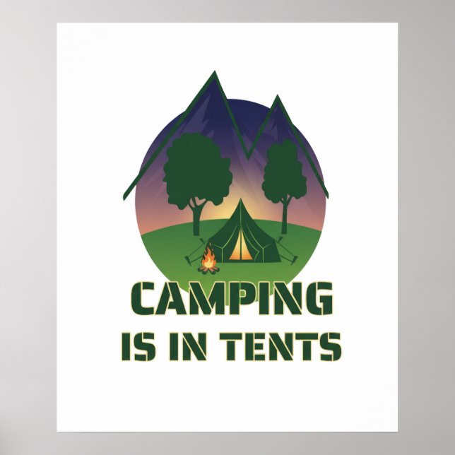 Poster Engraçado "Camping In Tents", Arranjo De Aventura  (Frente)