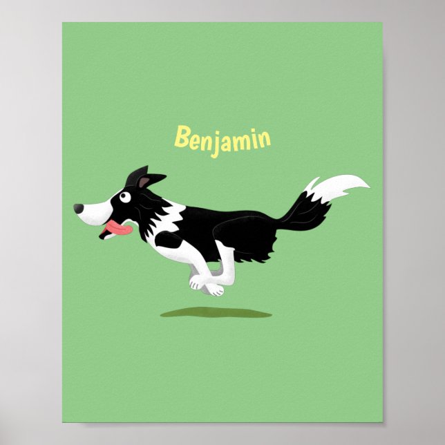 Poster Engraçado Cão da Borda Collie executando desenho a (Frente)