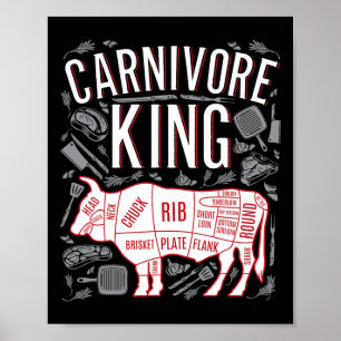 Poster Engraçado Carnívoro Rei De Carne Presente Para Pai