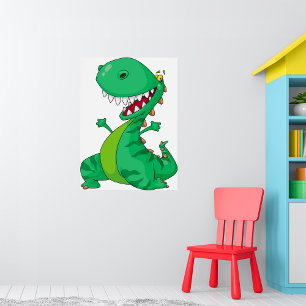 Poster Engraçado Cartoon Dinossaur Roaring T-Rex