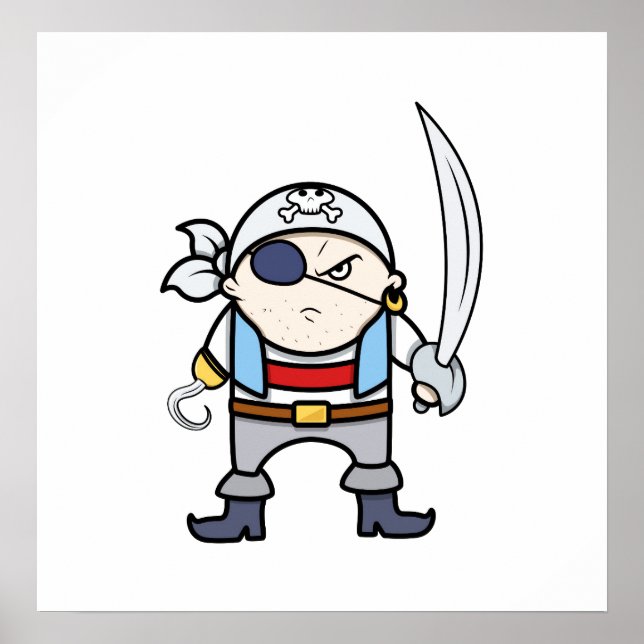 Poster Engraçado Cartoon Pirate Kid (Frente)