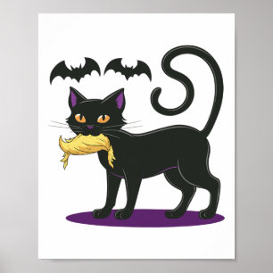 Poster Engraçado Cat Halloween Votando Eleição 2024 Eua
