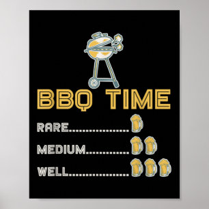 Poster Engraçado Chef de Carne Fumada Bebendo de Cerveja