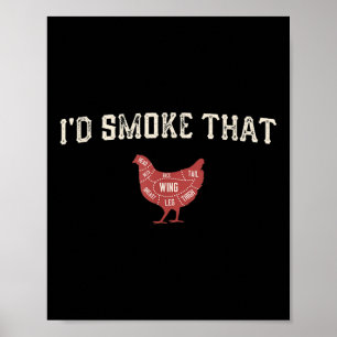 Poster Engraçado Chicken Graphic Women Men Meat Smok