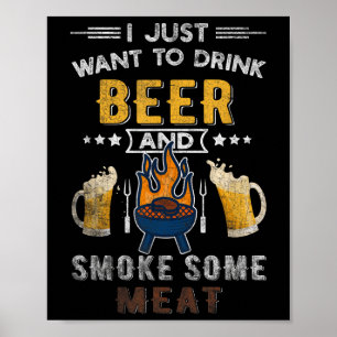 Poster Engraçado Churrasco Chef Carne Fumada Fumada Lover