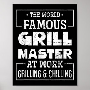Poster Engraçado Churrasco Chef Grill Meat Lover Gift Gri