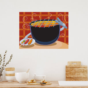 Poster Engraçado CHURRASCO de desenho animado com canções