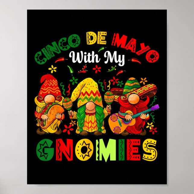 Poster Engraçado Cinco De Mayo Com Meus Gnomos Trio Gnomo (Frente)