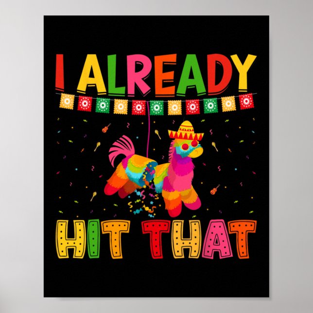 Poster Engraçado Cinco De Mayo Cute Pinata Eu Já Acertei  (Frente)