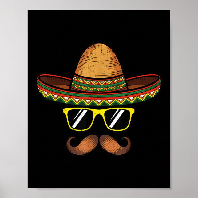 Poster Engraçado Cinco De Mayo Funny Sombrero Hat Com Sun (Frente)