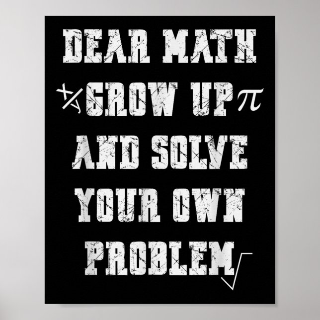 Poster Engraçado Citação De Matemática Para Meninas Menin (Frente)