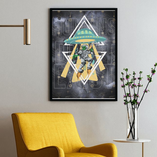 Poster Engraçado citação Humans não existe temático espac (Criador carregado)