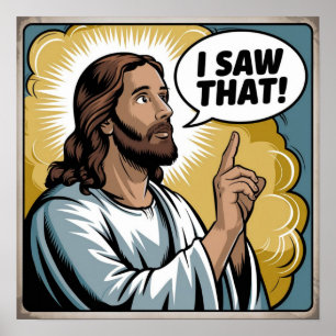 Poster Engraçado Citar Jesus Meme Eu Vi Aquele Cristão