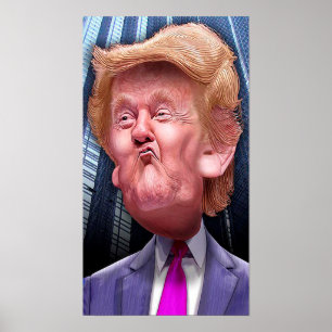 Poster engraçado com caricatura de Donald Trump