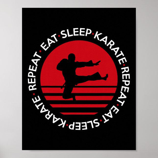 Poster Engraçado Comer Dormindo Karate Repetir (Frente)