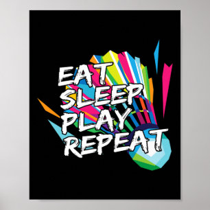 Poster Engraçado Comer Dormindo Repetidamente Jogador Pre