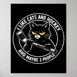 Poster Engraçado como hockey de gatos e talvez 3 pessoas