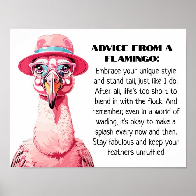 Poster Engraçado conselho de A Flamingo (Frente)