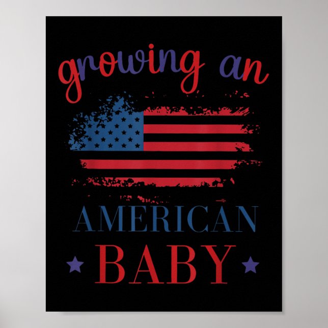 Poster Engraçado Crescendo Um Bebê Americano Gravidez 4 D (Frente)