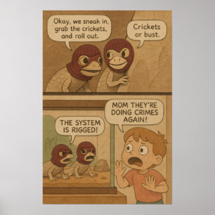 Poster Engraçado Criminalidade Lizard Heist Comic - Crick