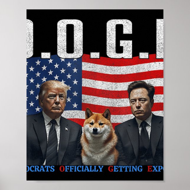 Poster Engraçado D.o.g. e Doge Democratas Oficialmente Ch (Frente)