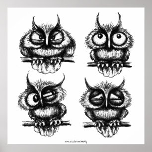 Poster engraçado da arte do desenho da tinta da