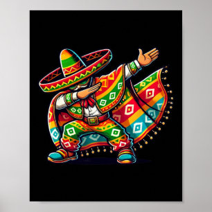 Poster Engraçado Dabbing Boys Mexicanos Poncho Cinco De M