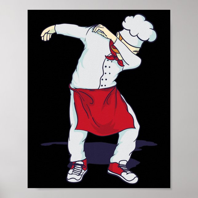 Poster Engraçado Dabbing Hibachi Chef Cute Sous Head Cook (Frente)