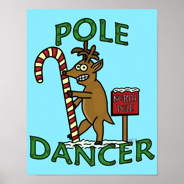 Poster Engraçado Dançarino Reindeer de Natal Pun (Frente)