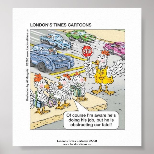 Poster Engraçado de Passagem de Galinha (Frente)