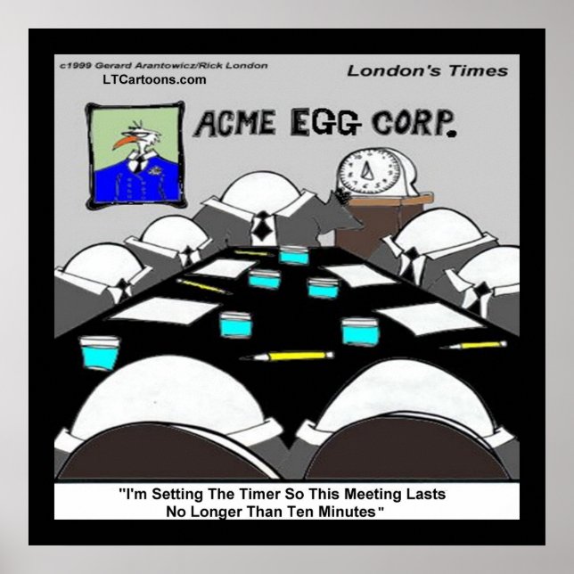 Poster Engraçado de Reunião Corporativa com duro (Frente)