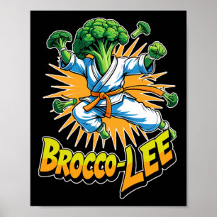 Poster Engraçado Design Brocco Lee Em Karate Action