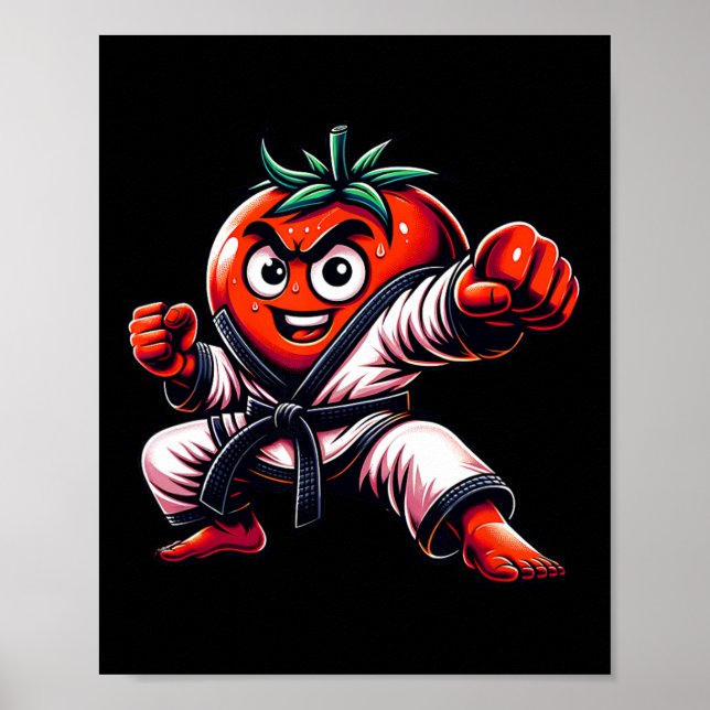 Poster Engraçado Design de Tomate Karate Para Amantes De  (Frente)