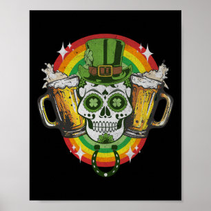 Poster Engraçado Dia de São Patrício irlandês do crânio L