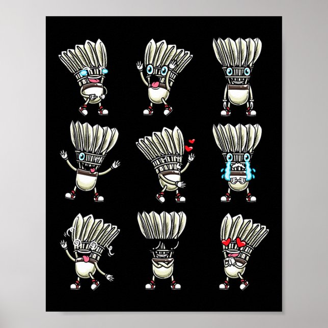 Poster Engraçado Dminton Shuttle Player Design Homens Mul (Frente)