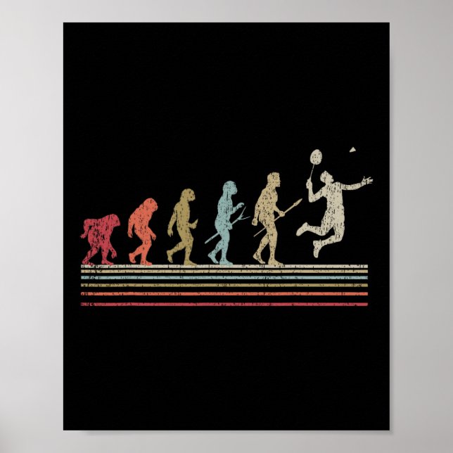 Poster Engraçado Dminton Vintage - Evolução Do Estilo Ret (Frente)