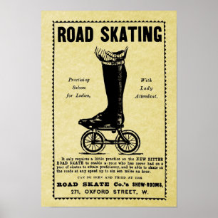Poster engraçado do anúncio da patinagem de rolo