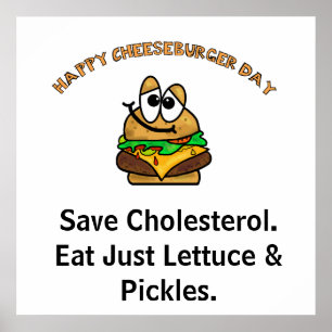 Poster engraçado do dia feliz do cheeseburger