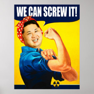 Poster engraçado do Un de Kim Jong "nós podemos