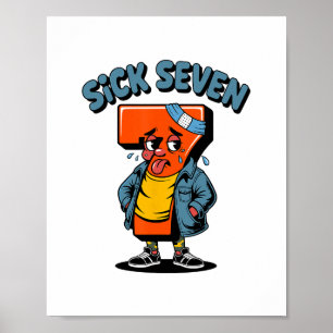 Poster Engraçado Doente Sete Meme Seis Sete Jogo de Palav