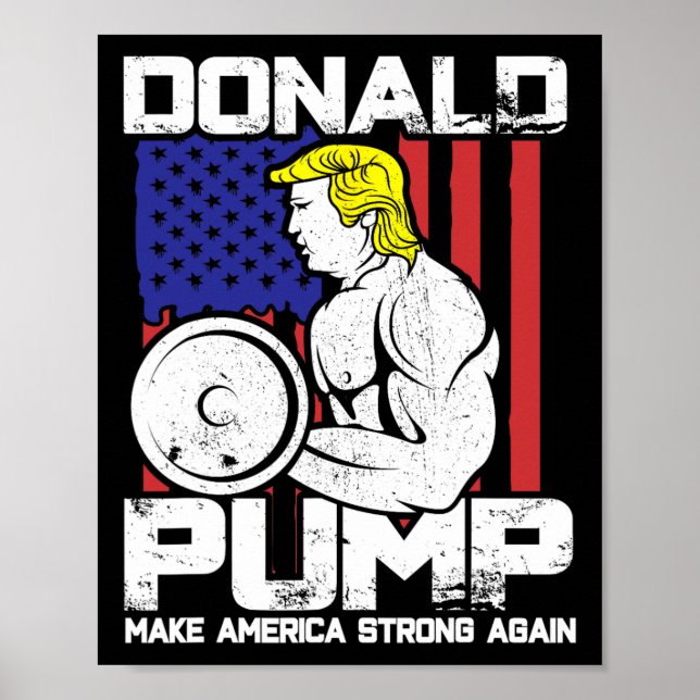 Poster Engraçado Donald Trump Pondo Levantando Coluna (Frente)