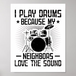 Poster Engraçado Drummer Diz  Presentes para músicos