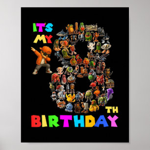 Poster Engraçado É Meu 8º aniversário Memória do Brainrot