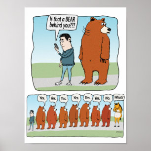 Poster Engraçado, é um urso atrás de você