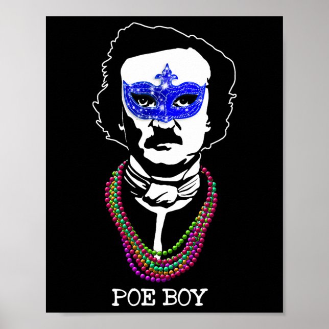 Poster Engraçado Edgar Allan Poe Mardi Gras Mashup 1 (Frente)